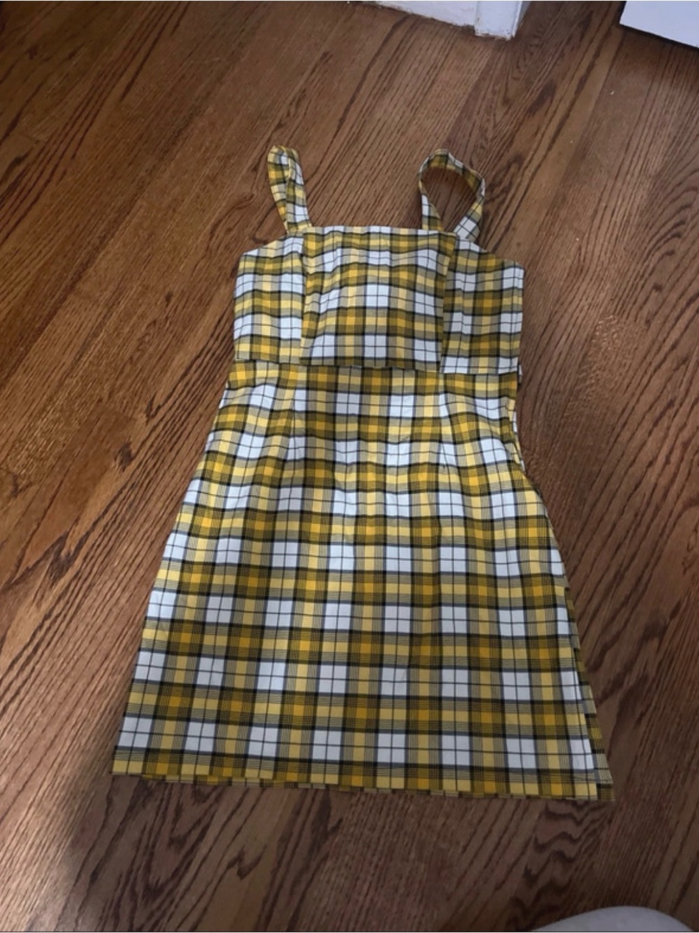 H&M Yellow and White Plaid Strap Dress for Girls